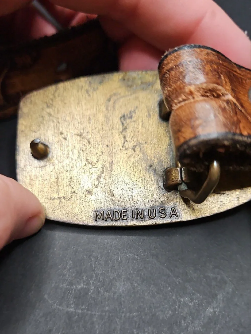 Hand Crafted Brown Leather Kids Belt with Engraved 'HAYDEN' and Scenic Buckle